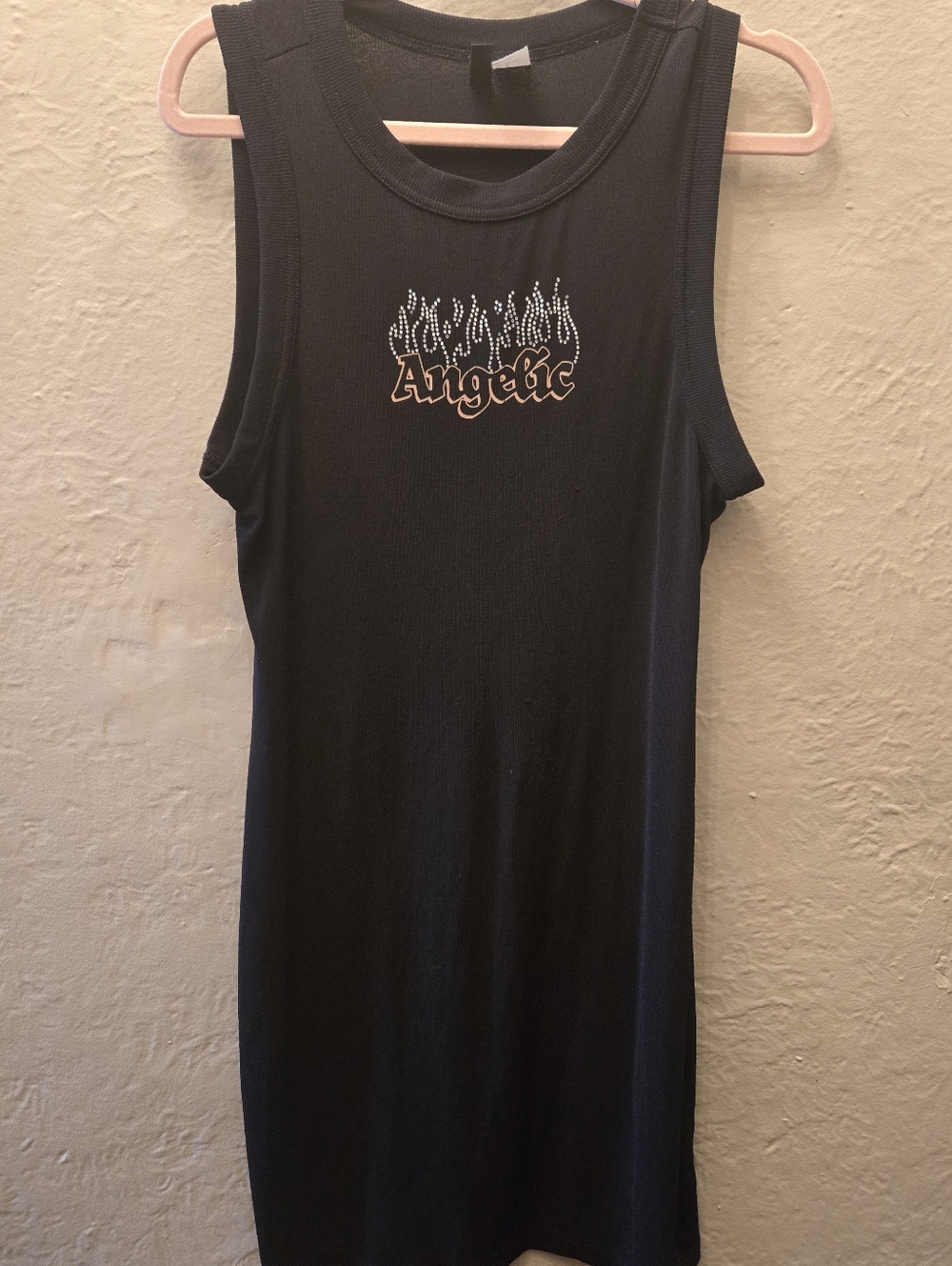 Y2K Angelic Rhinestone Tank Dress H&M Divided Grunge Goth Bratz Mallgoth Mini - Picture 2 of 8